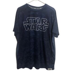 Star Wars 2x Tshirt Blue White Spellout Mens Tee Casual School Mad Engine Top
